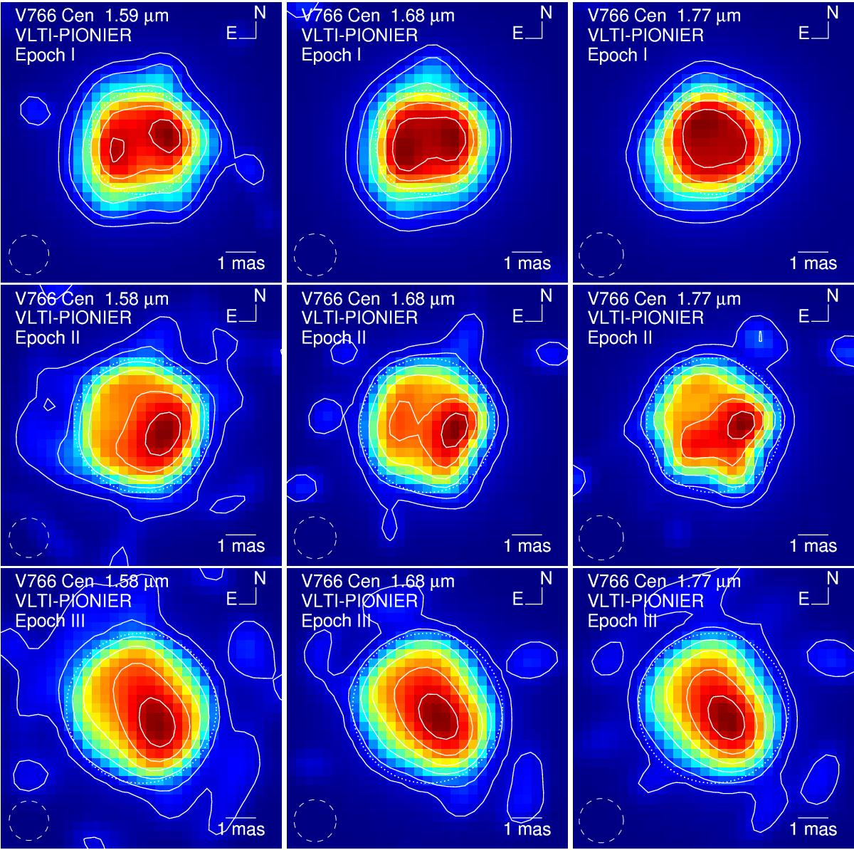 Multi-epoch VLTI-PIONIER imaging of the supergiant V766 Cen