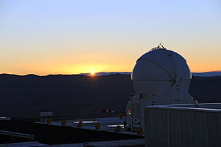 Auxiliary Telescope against a Setting Sun