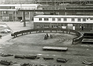 The ESO 3.6-metre telescope building under construction