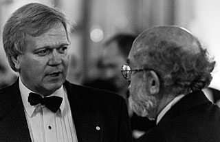 Brian Schmidt and Michel Mayor at the ESO 50th Anniversary Gala Event