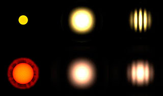 Interferometric observations: Fringes from two stars of different angular size