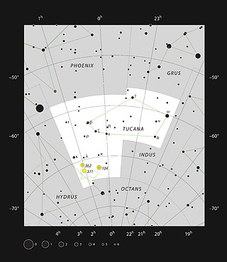 Cúmulo estelar y nebulosa NGC 371 en la constelación de Tucana