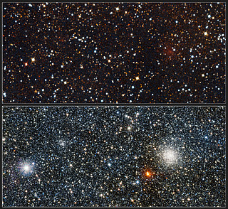 Comparación de imágenes en luz visible/infrarroja del recién descubierto cúmulo globular VVV CL001