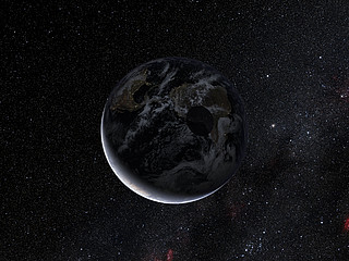 Path of the shadow of the dwarf planet Eris during the occultation of November 2010 (artist's impression)