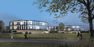 Architektenentwurf für die Erweiterung des ESO-Hauptsitzes (Abendansicht)
