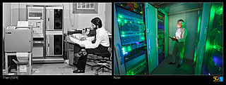 Elektronische Datenverarbeitung bei der ESO im Wandel der Zeit (Vergleichsbild)