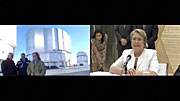 Immagine della videoconferenza tenutasi all'Expo tra la presidente del Cile e l'osservatorio del Paranal