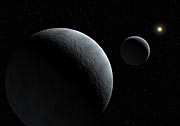 Impresión artística del sistema Plutón - Caronte