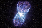 Artist’s impression van de enorme materiestroom van quasar SDSS J1106+1939