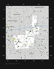 Den klare stjernehob Messier 7 i stjernebilledet Scorpius (Skorpionen)