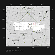 La posición de la Nova Vul 1670 en la constelación de Vulpecula 