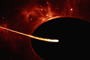 Close-up van een ster nabij een superzwaar zwart gat (artist’s impression)