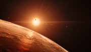 Rappresentazione artistica del sistema planetario TRAPPIST-1