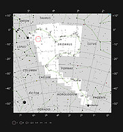 Locatie van AT2019qiz in het sterrenbeeld Eridanus