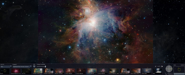 Screenshot of an ESO image of the Orion Nebula shown in Microsoft’s WWT