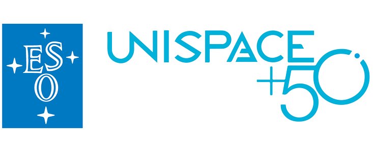 Imagem composta dos logotipos do ESO e da UNISPACE+50