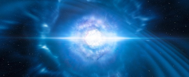 Neutronstjärnor smälter samman (illustration)