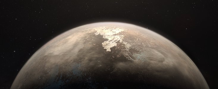 Imagem artística do planeta Ross 128 b