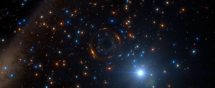 Rappresentazione artistica del sistema binario con buco nero in NGC 3201