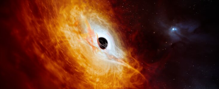Künstlerische Darstellung des rekordbrechenden Quasars J0529-4351