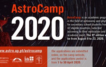 Kesän 2020 AstroCamp hakemuksien vastaanottaminen alkaa