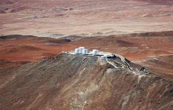 Mounted image 013: Paranal Observatory and the volcano Llullaillaco