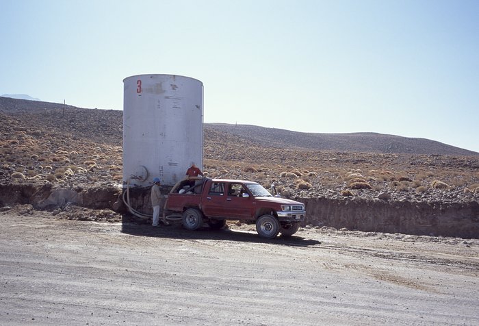 Water tank along access road