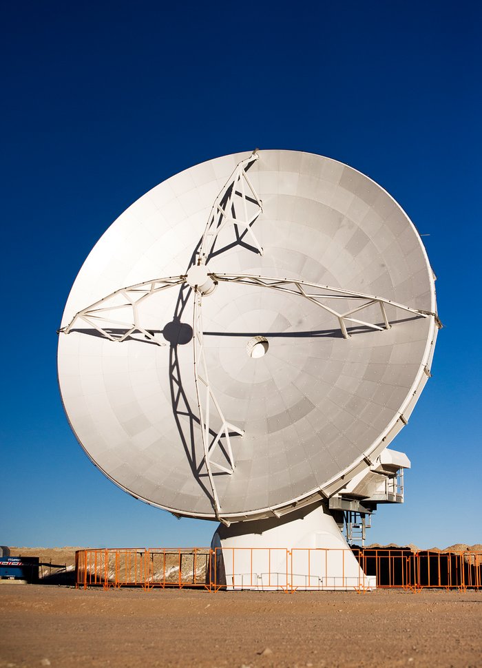 One of the first ALMA antennas on Chajnantor