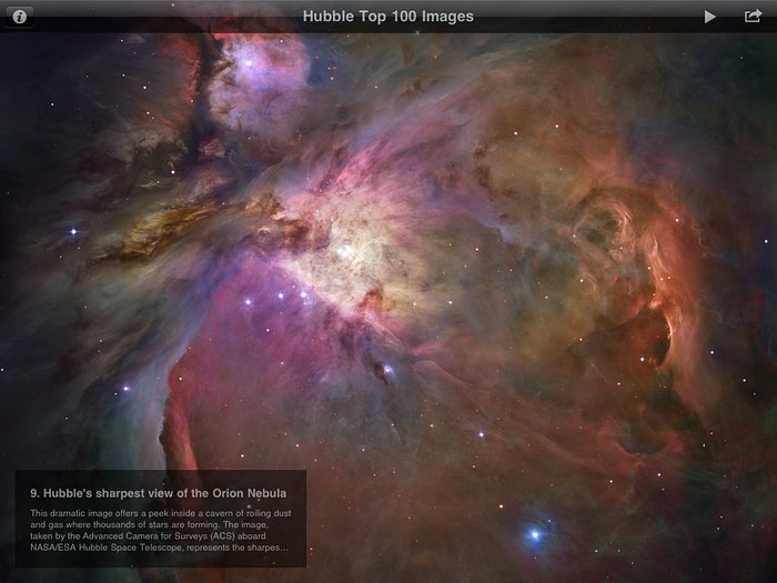 The ESA/Hubble Top 100 Images iPad app screenshot
