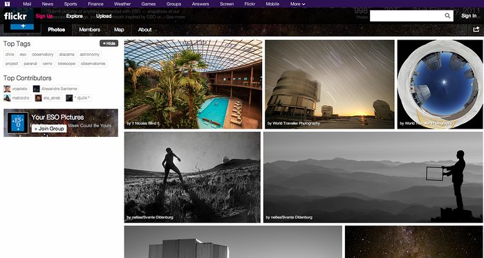 Screenshot der „Your ESO Pictures”-Flickrgruppe