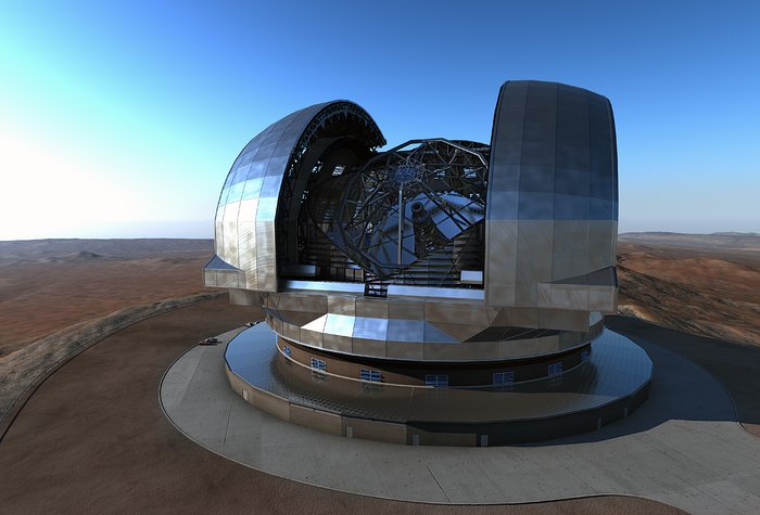 Künstlerische Darstellung des European Extremely Large Telescope (E-ELT)