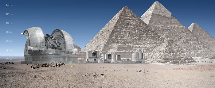 ELT and VLT vs Giza Pyramids (artist's impression)