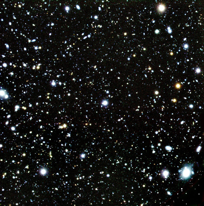 Colour-composite of the sky field with several High-Redshift galaxies