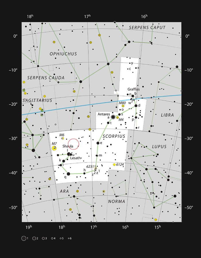 A maternidade estelar NGC 6357 na constelação do Escorpião