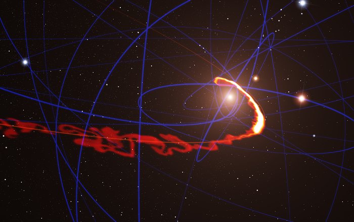 Simulace plynného oblaku roztrhaného černou dírou ve středu Galaxie