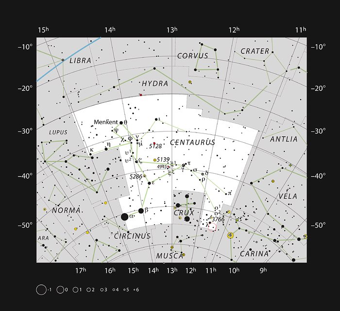 Oblast zrodu hvězd Gum 41 v souhvězdí Kentaura