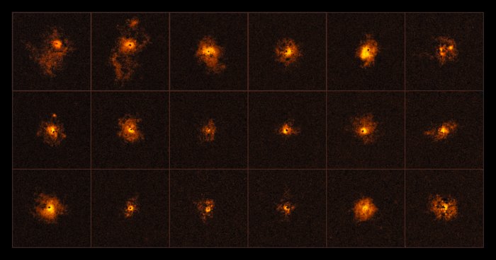 Aloni brillanti intorno a quasar remoti