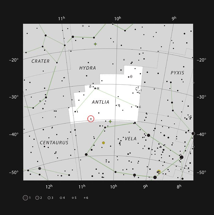 Stjernen U Ant i stjernebilledet Antlia (Luftpumpen)