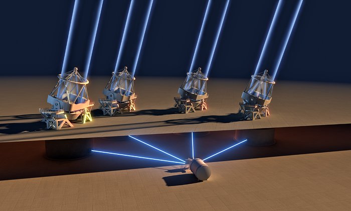 Primeira luz do instrumento ESPRESSO com os quatro Telescópios Principais do VLT