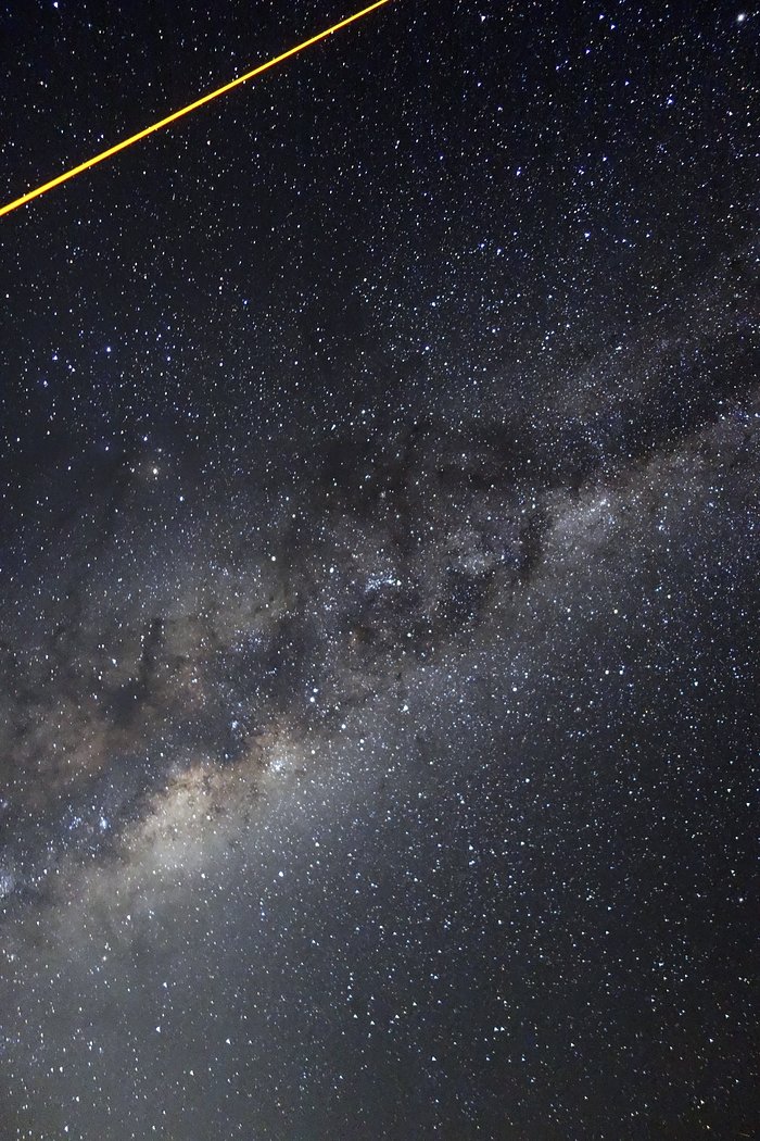 Laser over the Milky Way