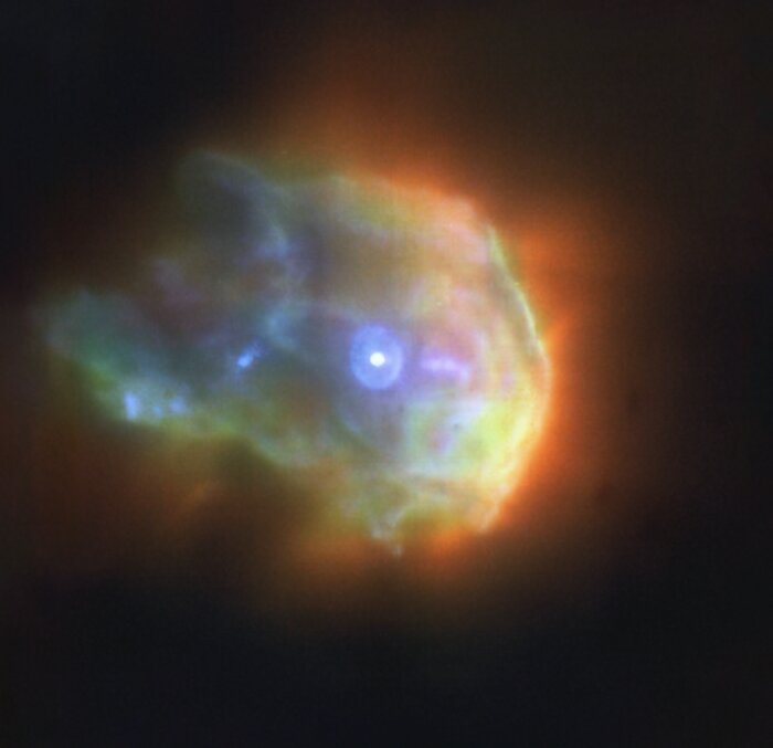 A stellar sprinkler (alternative colour view)
