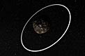 Impresión artística de los anillos que rodean al planeta menor Chariklo: primer plano