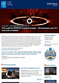 ESO Organisation Release eso1417 - First Light for SPHERE Exoplanet Imager — Revolutionary new VLT instrument installed