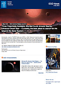 ESO — Kolme mahdollisesti elämälle suotuisaa maailmaa löydetty kiertämässä läheistä ultraviileää kääpiötähteä — Science Release eso1615fi