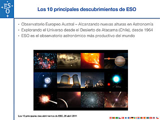 Top 10 Discoveries by ESO Telescopes presentation (Spanish)