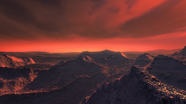 Explorando la superficie de una supertierra orbitando la estrella de Barnard (representación artística)