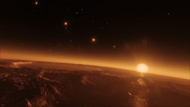 Widok znad powierzchni TRAPPIST-1 b