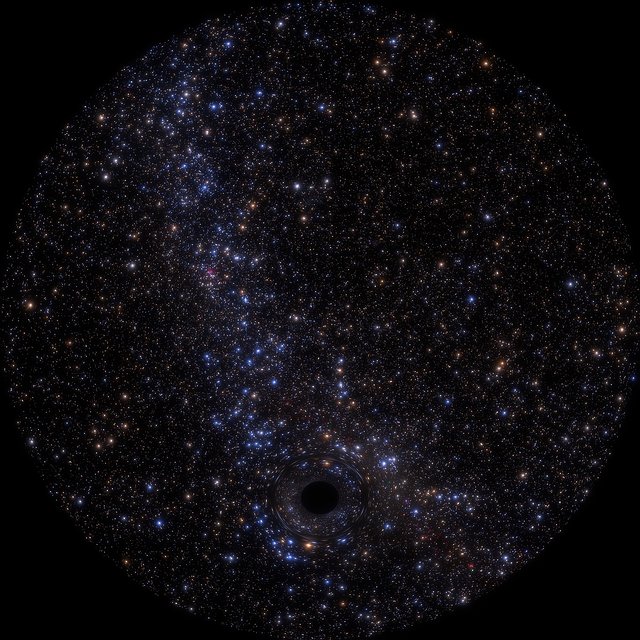 Detailní pohled na černou díru z blízkosti horizontu událostí – vizualizace pro fulldome planetária
