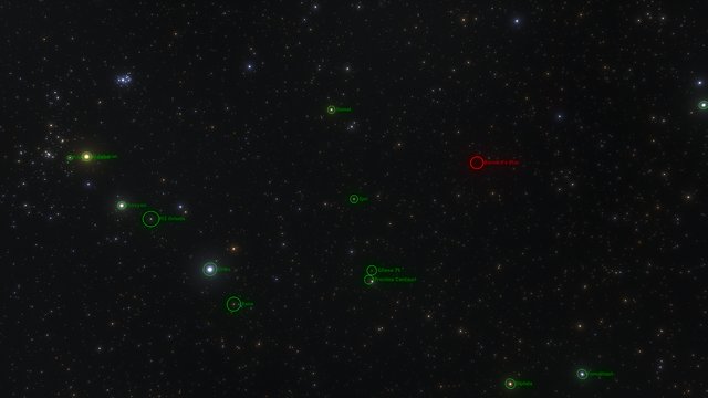 De Ster van Barnard in de omgeving van de zon