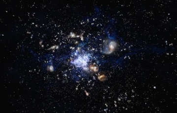 Simulated image of forming galaxy cluster